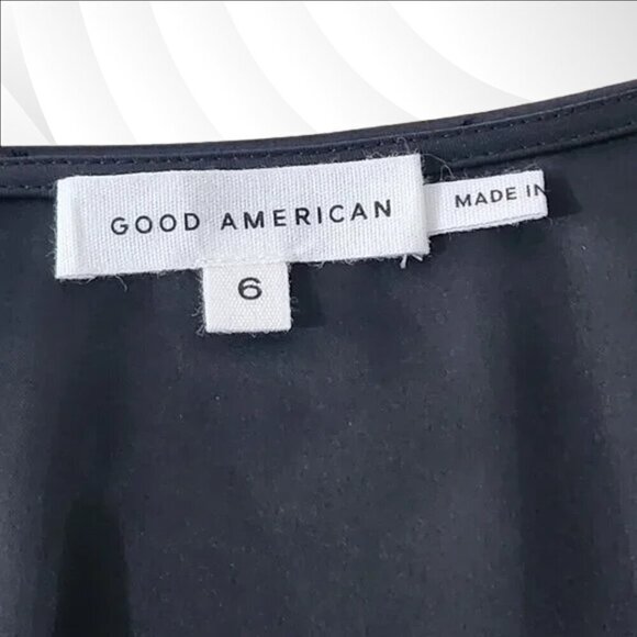 2/$50 Good American Black Satin Faux Wrap Long Sleeve Blouse Size 6 - Picture 5 of 8